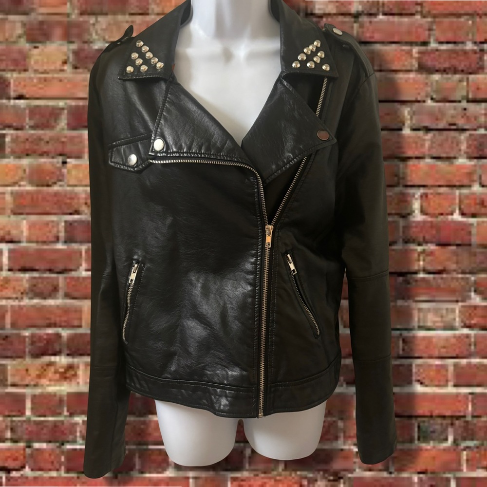 Angle Kiss Studded Leather Jacket | Size Large
